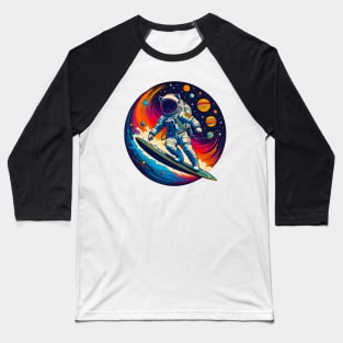 Cat Surfing a in Universe - For Space Astronaut Cat Baseball T-Shirt